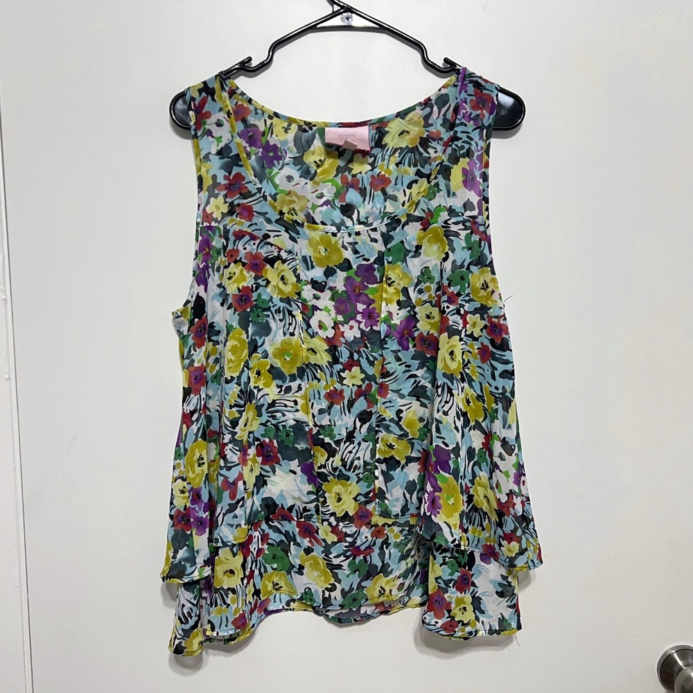 Romeo & Juliet Couture Tank Top Womens Size L Multicolor Floral Layered Spring